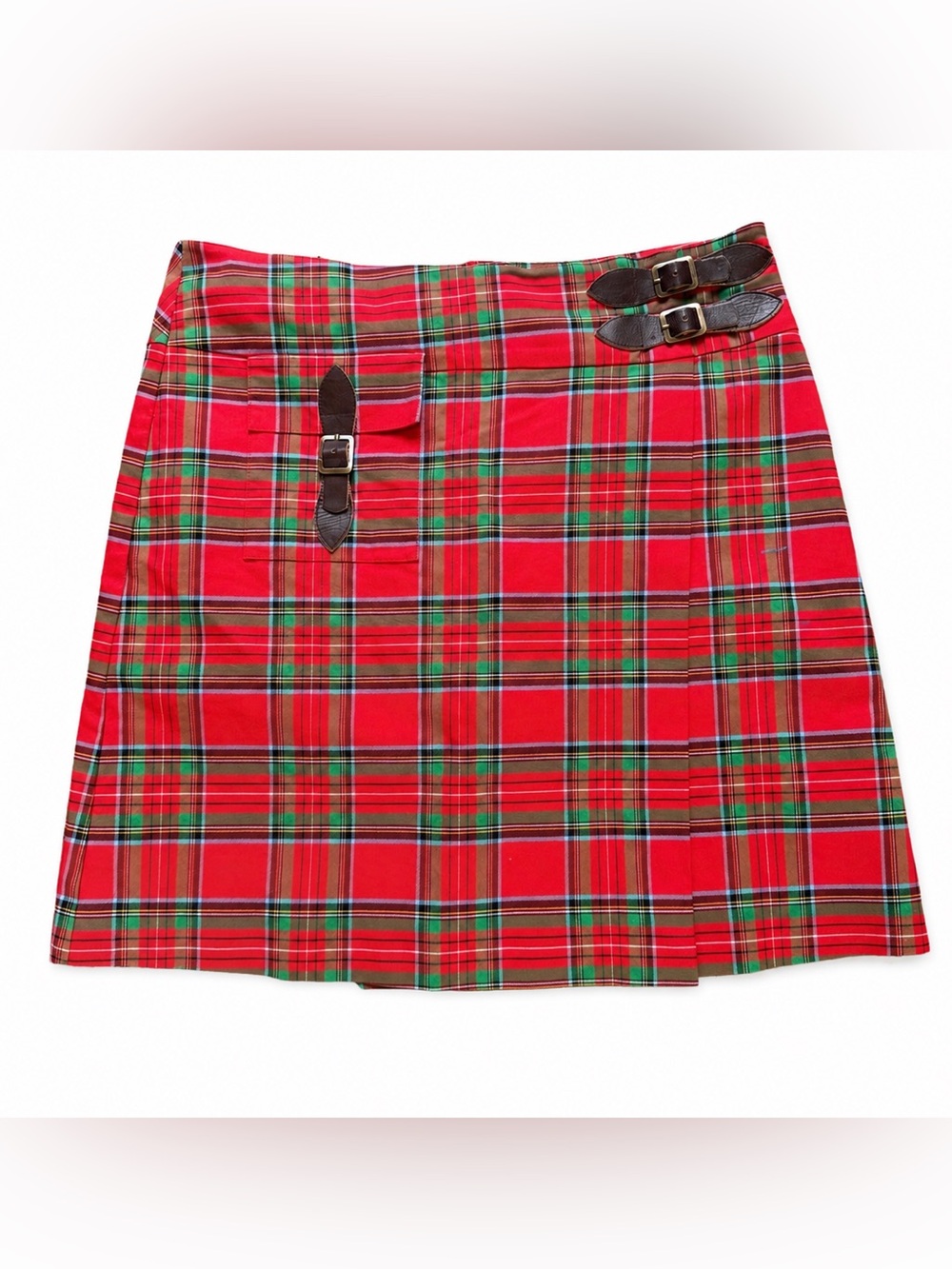 Vintage Lilly Pulitzer White Label Red Tartan Plaid Skort Leather Buckles 4